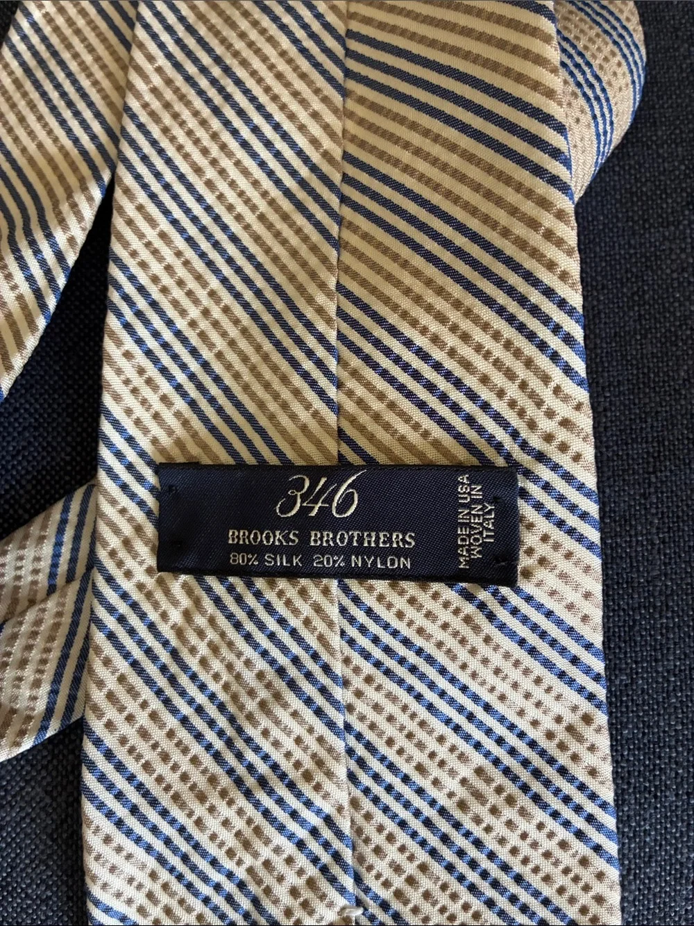 Brooks Brothers Repp Stripe Series Blue and Gold Diagonal Stripe Tie